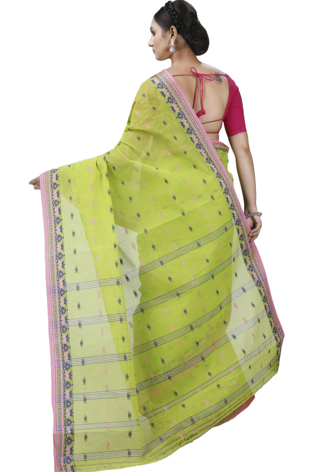 Green Pure Cotton Uvra Tant Saree (1294)